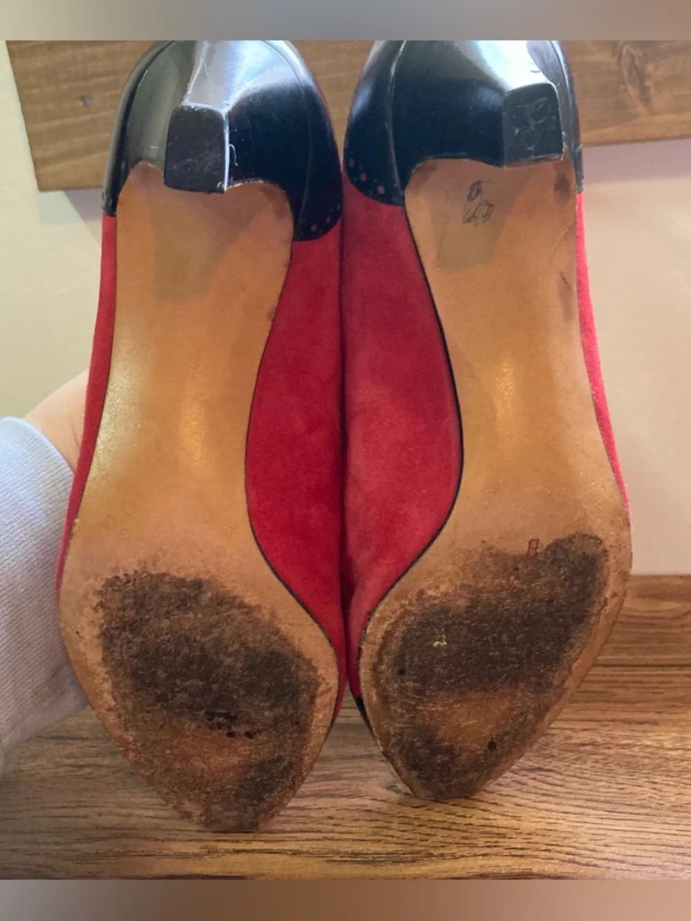 Vintage Evins Red Suede Heels 6.5